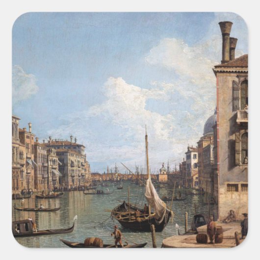 Canaletto Uitzicht van het Grote Kanaal Vierkante Sticker (Voorkant)