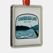 Canandaigua Lake New York Gevist Rod Metalen Ornament (Rechts)