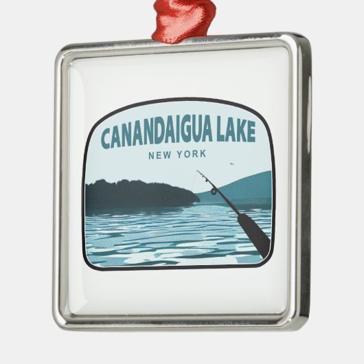 Canandaigua Lake New York Gevist Rod Metalen Ornament (Links)