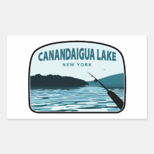 Canandaigua Lake New York Gevist Rod Rechthoekige Sticker