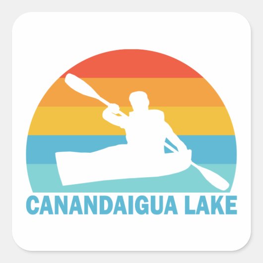 Canandaigua Lake New York Kayak Vierkante Sticker (Voorkant)