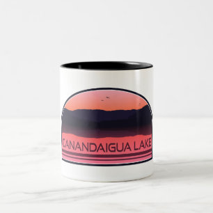 Canandaigua Lake New York Red Sunrise Tweekleurige Koffiemok