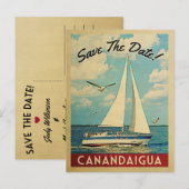 Canandaigua Save the Date Sailboat Nautical Aankondigingskaart (Voorkant / Achterkant)