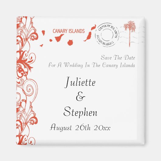 Canarische Eilanden Bruiloft Save The Date Magneet (Voorkant)