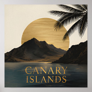 Canarische Eilanden Gouden Zonsondergang Bergen Poster
