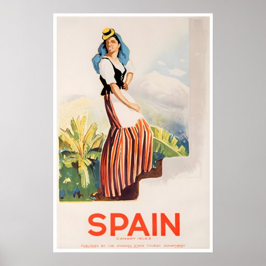 Canarische Eilanden Kunst Spanje Reisposter Spaans Poster (Voorkant)