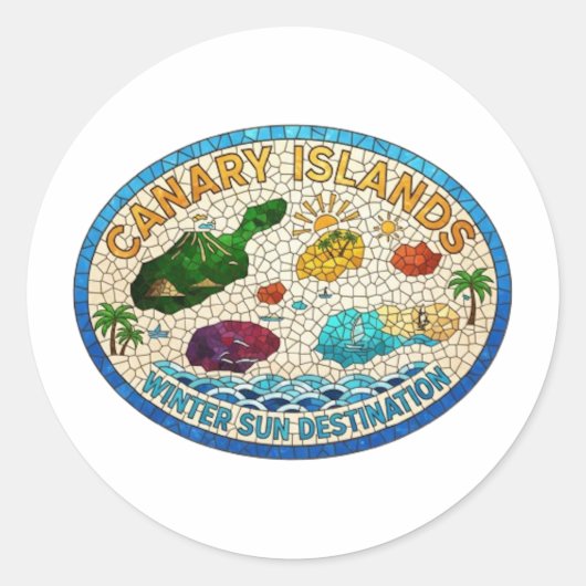 CANARISCHE EILANDEN RONDE STICKER (Voorkant)