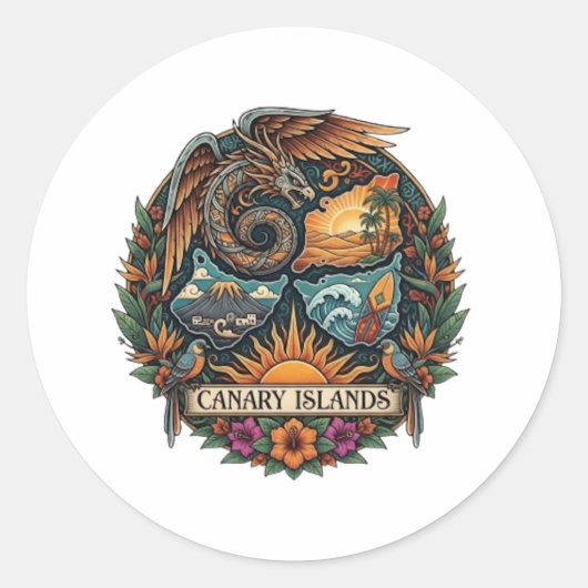 CANARISCHE EILANDEN RONDE STICKER (Voorkant)