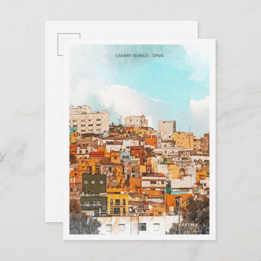 Canarische Eilanden Spanje Mooi olieverflandschap Briefkaart (Voorkant / Achterkant)