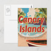 Canarische Eilanden Vintage Reisposter Briefkaart (Voorkant / Achterkant)