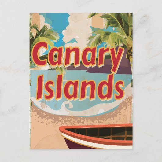 Canarische Eilanden Vintage Reisposter Briefkaart (Voorkant)