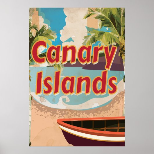 Canarische Eilanden Vintage Reisposter Poster (Voorkant)