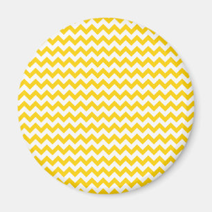 Canarische geel en wit zigzag Chevron Patroon Magneet