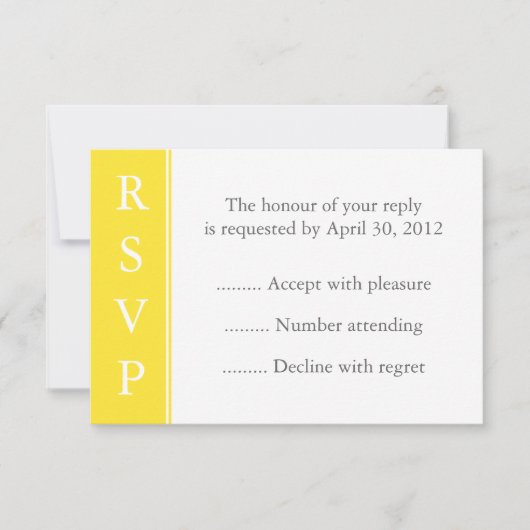 Canarische Gele Gebeurtenis RSVP of Reply Card (Voorkant)