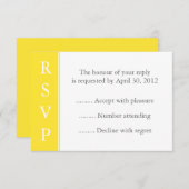 Canarische Gele Gebeurtenis RSVP of Reply Card (Voorkant / Achterkant)