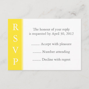 Canarische Gele Gebeurtenis RSVP of Reply Card Kaartje