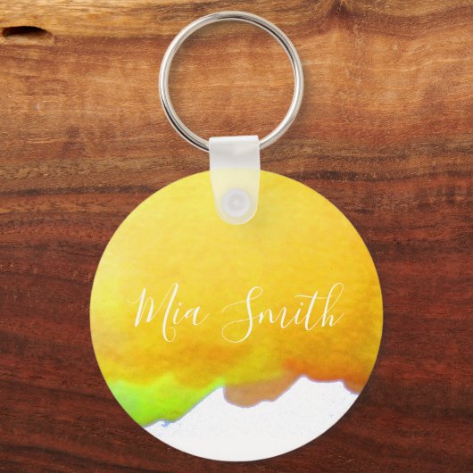 Canarische gele waterverf schattige cadeaunaam sleutelhanger (Voorkant)