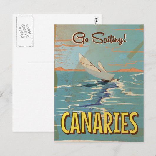 Canarische poster voor vintonijnreizen briefkaart (Voorkant / Achterkant)
