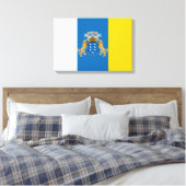 Canarische vlag (Canarische Eilanden) (Canarische Canvas Afdruk (Insitu (Slaapkamer))
