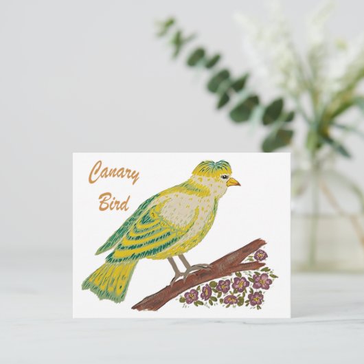 Canary Bird Artwork Briefkaart (Staand voorkant)
