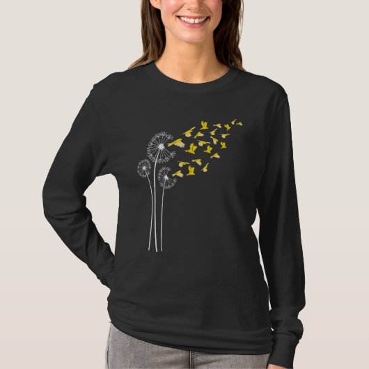 Canary Dandelion Flower For Dandelions and bird T-shirt (Voorkant)