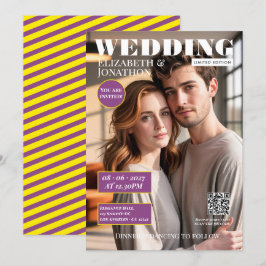 Canary Geel & Plum Magazine Huwelijksfoto Kaart