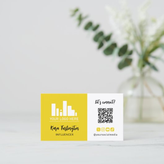 Canary Geel Uw Logo QR Code Foto Social Media Visitekaartje (Staand voorkant)