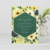 Canary Indigo Painterly Wedding Kaart (Staand voorkant)