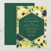 Canary Indigo Painterly Wedding Kaart (Voorkant / Achterkant)