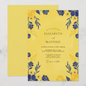 Canary Indigo Petal Bruiloft Kaart (Voorkant / Achterkant)