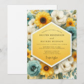 Canary Slate Luminous Bloom Wedding Kaart (Voorkant / Achterkant)