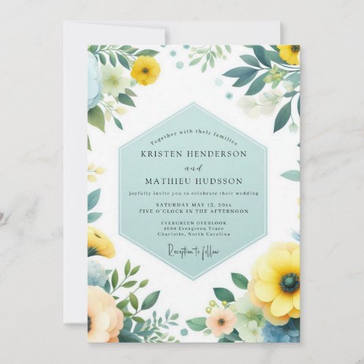 Canary Teal Meadow Wedding Kaart (Voorkant)