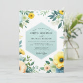 Canary Teal Meadow Wedding Kaart (Staand voorkant)