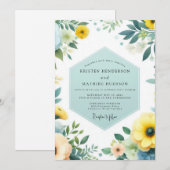 Canary Teal Meadow Wedding Kaart (Voorkant / Achterkant)