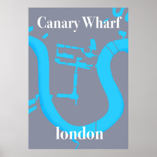 canary wharf london map reisposter poster
