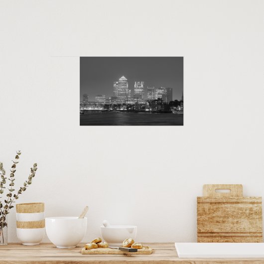 Canary Wharf 's nachts Poster (Keuken)