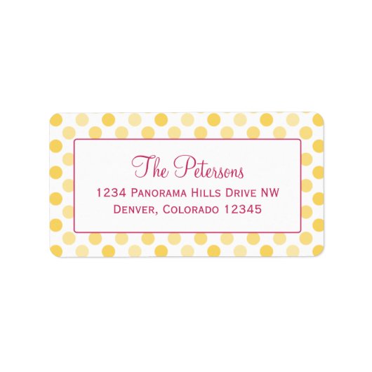 Canary Yellow Polka Dot retour adreslabels Etiket (Voorkant)