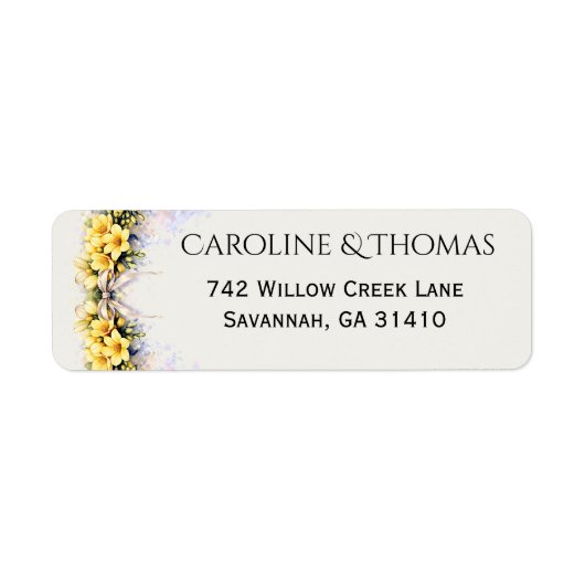 Canary Yellow Romantic Freesia  Floral Wedding Etiket (Voorkant)