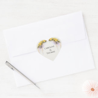 Canary Yellow Romantic Freesia  Floral Wedding Hart Sticker