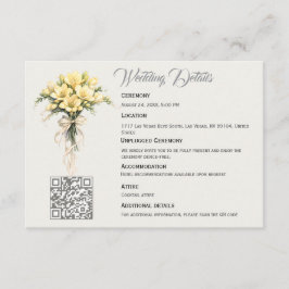 Canary Yellow Romantic Freesia  Floral Wedding Informatiekaartje