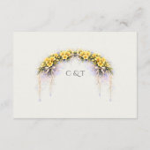 Canary Yellow Romantic Freesia  Floral Wedding Informatiekaartje (Achterkant)