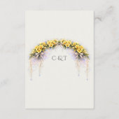 Canary Yellow Romantic Freesia  Floral Wedding Informatiekaartje (Achterkant)