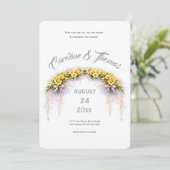 Canary Yellow Romantic Freesia  Floral Wedding Kaart (Staand voorkant)