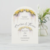 Canary Yellow Romantic Freesia  Floral Wedding Kaart (Staand voorkant)