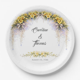 Canary Yellow Romantic Freesia  Floral Wedding Papieren Bordje