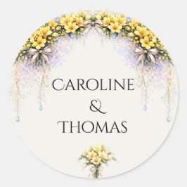 Canary Yellow Romantic Freesia  Floral Wedding Ronde Sticker