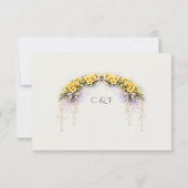 Canary Yellow Romantic Freesia  Floral Wedding RSVP Kaartje (Achterkant)
