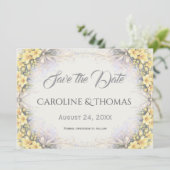 Canary Yellow Romantic Freesia  Floral Wedding Save The Date (Staand voorkant)