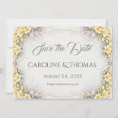 Canary Yellow Romantic Freesia  Floral Wedding Save The Date (Voorkant)