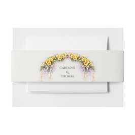 Canary Yellow Romantic Freesia  Floral Wedding Uitnodigingen Wikkel